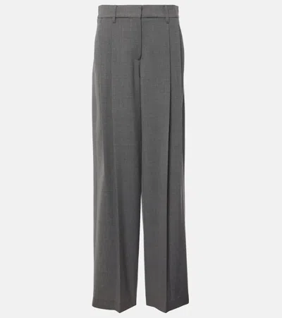 Brunello Cucinelli Wool Wide-leg Pants In Gray