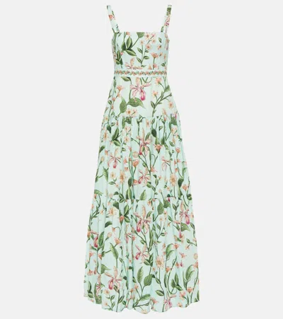 Agua By Agua Bendita Lima Floral Cotton Maxi Dress In Green