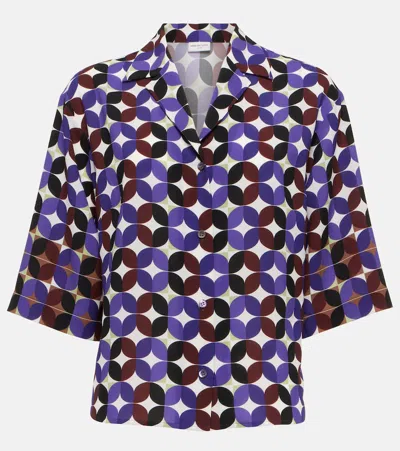 Dries Van Noten Printed Crêpe Bowling Shirt In Purple