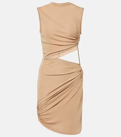 Christopher Esber Embellished Cutout Minidress In Beige