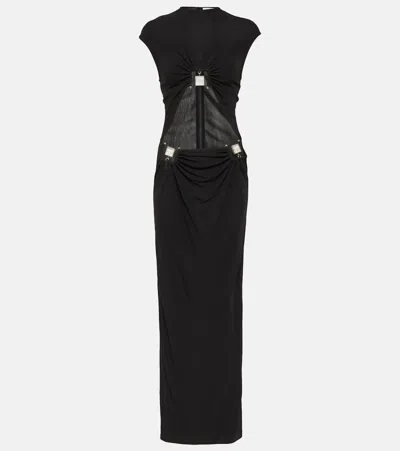 Christopher Esber Embellished Cutout Jersey Maxi Dress In Black