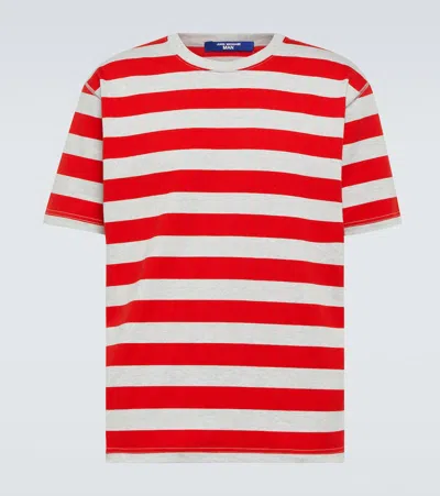Junya Watanabe Striped Cotton Jersey T-shirt In Red