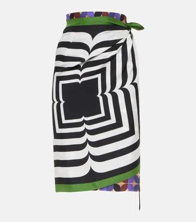 Dries Van Noten Printed Silk Wrap Skirt In Multi