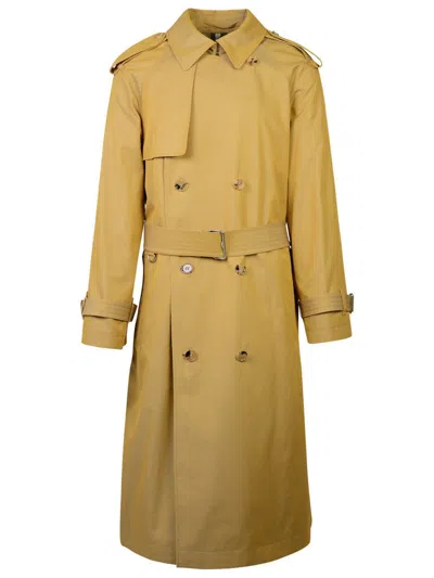 Burberry Beige Cotton Trench Coat In Gold