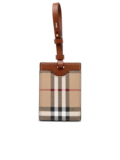 Burberry Check Suitcase Tag In Beige
