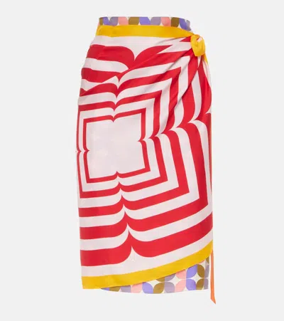 Dries Van Noten Printed Silk Wrap Skirt In Multi