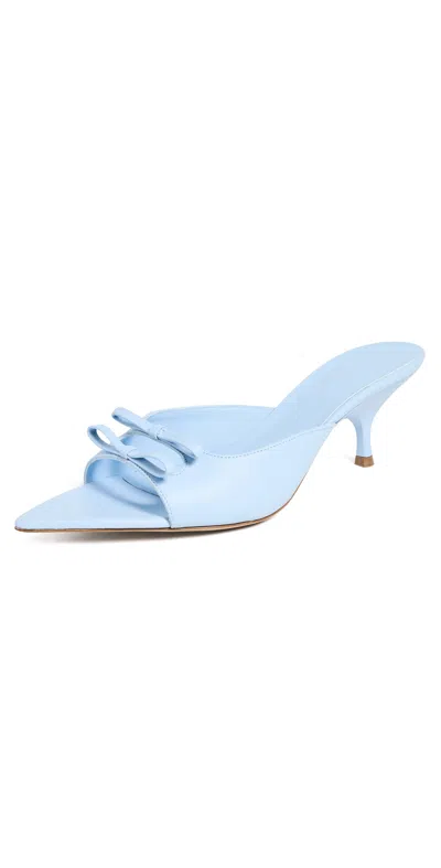 Gia Borghini Blanche Slipper-mule In Cyan Leather In Blue