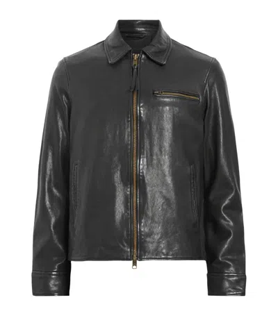 Allsaints Leather Miller Jacket In Black