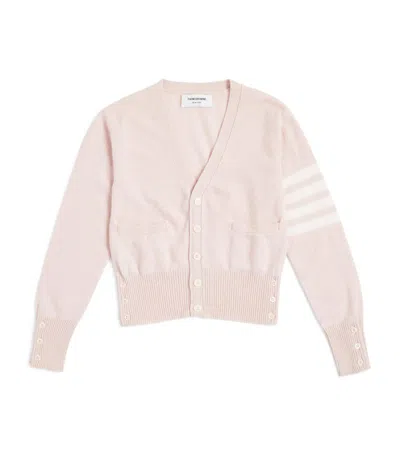 Thom Browne Kids' Cashmere 4-bar V-neck Cardigan (2-12 Years) In Pink