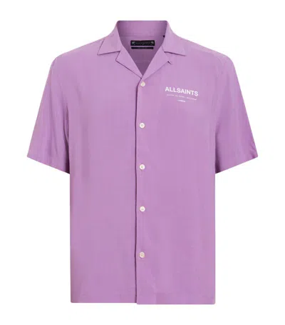 Allsaints Short-sleeve Access Shirt In Purple