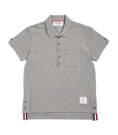 Thom Browne Kids' Classic Piqué Polo Shirt (2-12 Years) In Grey