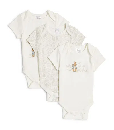 Harrods Kids' Peter Rabbit Embroidered Playsuits (set Of 3) In White