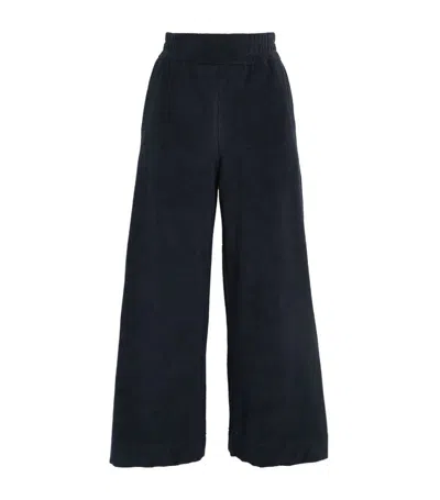 Me+em Towelling Cropped Trousers In Navy
