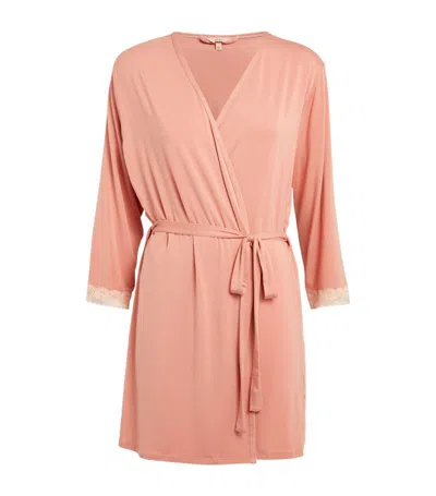 Eberjey Flora 3/4 Sleeve Dressing Gown Rouge Pink/ Rose