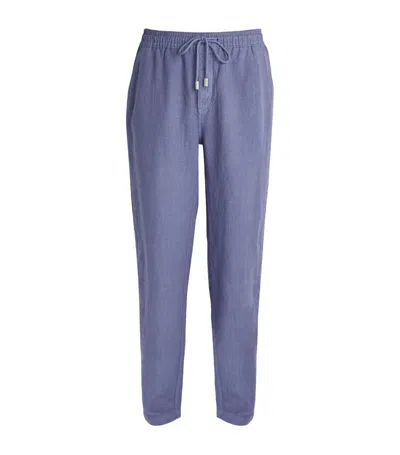 Vilebrequin Linen Pacha Drawstring Trousers In Blue