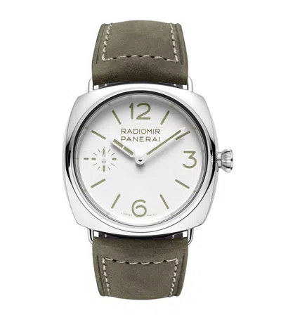 Panerai Stainless Steel And Calf Leather Radiomir Officne Watch 45mm In White