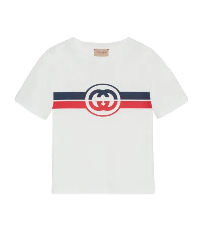 Gucci Kids' Childrens Printed Cotton Jersey T-shirt In New White Navy Red Mc