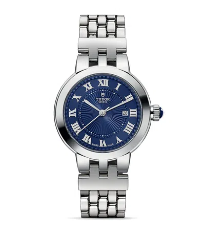 Tudor Stainless Steel Clair De Rose Watch 30mm In Blue