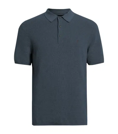Allsaints Cotton-wool Polo Shirt In Blue