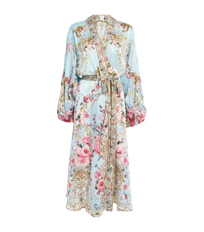 Camilla Silk Floral Cover-up In Blue