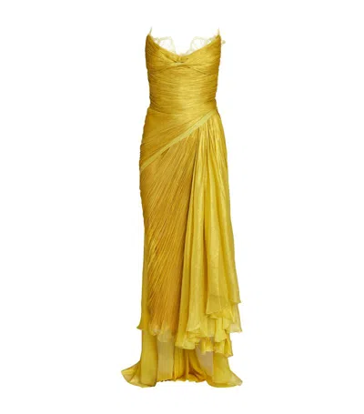 Maria Lucia Hohan Silk Strapless Julie Gown In Yellow