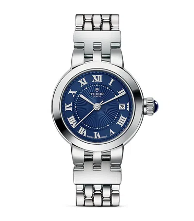 Tudor Stainless Steel Clair De Rose Watch 26mm In Blue