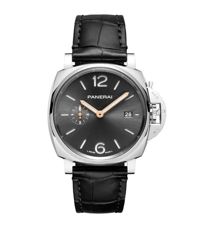 Panerai Stainless Steel And Alligator Leather Luminor Due Watch 42mm In Grey