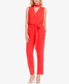 Vince Camuto Tie Front Wide Leg Jumpsuit In Bright Crimson