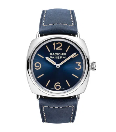 Panerai Stainless Steel And Calf Leather Radiomir Officne Watch 45mm In Blue