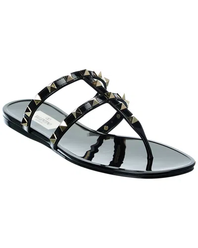 Valentino Garavani Valentino Rockstud Caged Rubber Sandal In Black