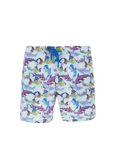 Vilebrequin Mahina Print Ultralight Tech Swim Shorts In 蓝绿色