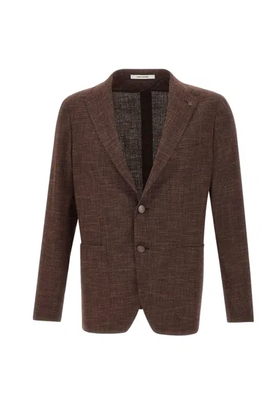 Tagliatore Wool, Cotton And Silk Blazer In Brown