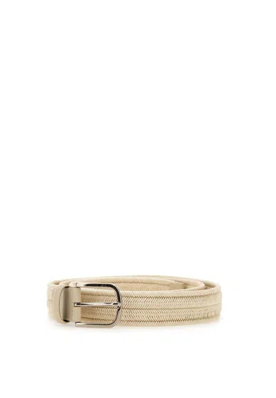 Orciani Cotton And Leather Belt In Beige