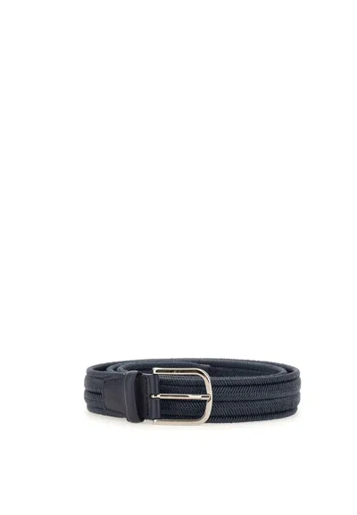 Orciani Cotton And Leather Belt In Blue