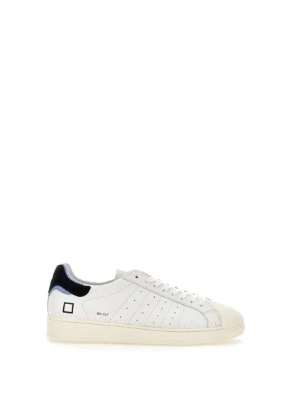 Date Base Calf Leather Trainers In White-blue