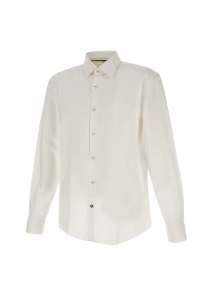 Hugo Boss C-hal-kent Cotton And Linen Shirt In White