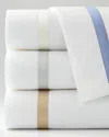 Matouk King 600 Thread Count Lowell Flat Sheet In White/azure (blue