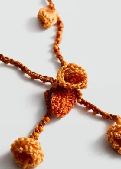 Mango Crochet Bead Necklace Orange