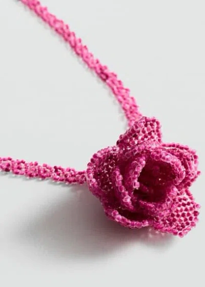 Mango Flower Crystal Necklace Neon Pink