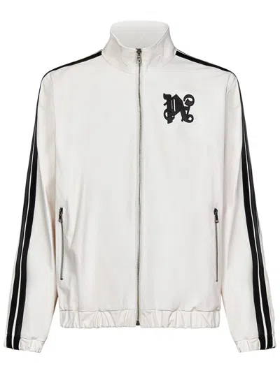 Palm Angels Monogram Leather Track Jacket In White