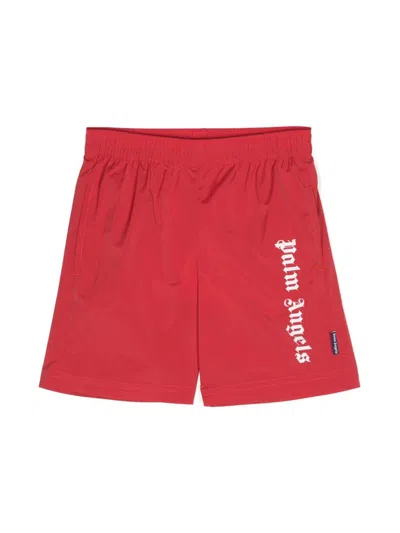 Palm Angels Kids Swimsuit In Red