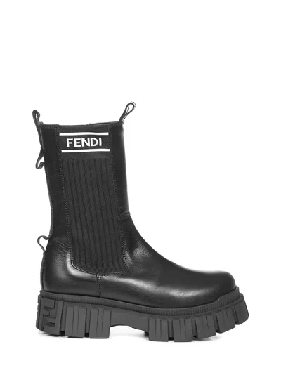 Fendi Kids Boots In Black