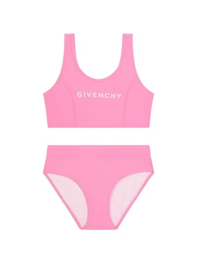 Givenchy Kids' 4g-logo High-waisted Bikini Bottom In Rosa