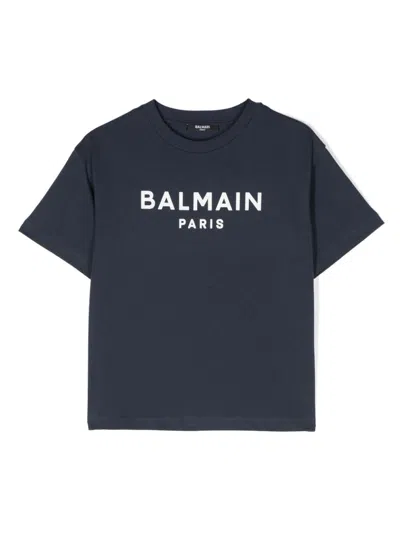 Balmain Paris Kids T-shirt In Blue