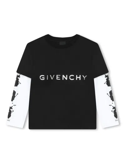 Givenchy Kids' X Disney Layered Cotton T-shirt In Black