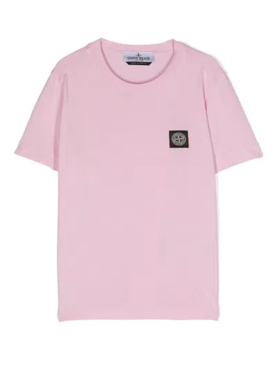 Stone Island Junior Kids'  T-shirt In Pink