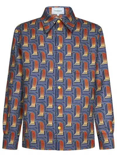 Casablanca Blue Jacquard Virgin Wool Shirt Jacket