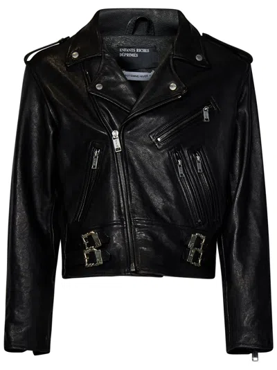 Enfants Riches Deprimes Slim-fit Embellished Leather Jacket In Black