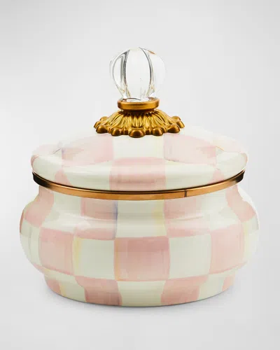Mackenzie-childs Rosy Check Squashed Pot In Pink