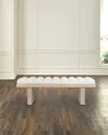 Worlds Away Caspian Channel-tufted Bench, 52" In Neutral